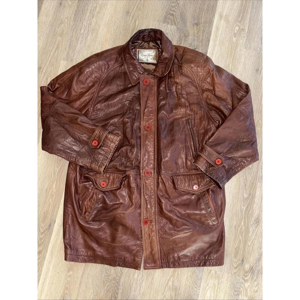 Ocean King Leather Jacket  Chestnut Brown Men’s Large tall VTG